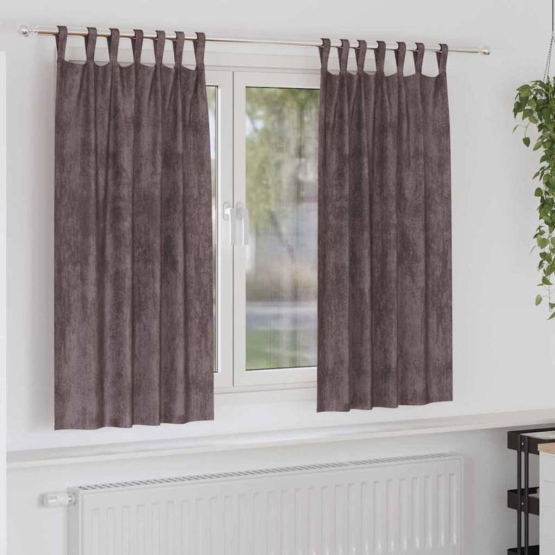 Afbeelding laden in galerijviewer, Vidaxl velvet gordijnen met gordijnen 2 pcs bruin 175 x 140 cm fluweel