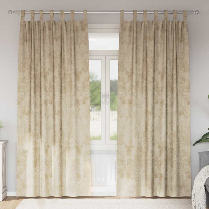 Afbeelding laden in galerijviewer, Vidaxl velvet gordijnen met gordijnen 2 pcs crème 225 x 140 cm fluweel