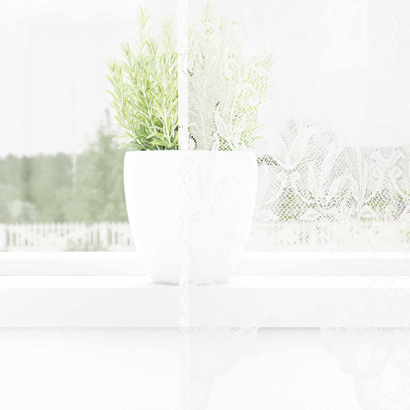 ギャラリービューアに画像をロードする, Vidaxl kantgordijn met gordijnen bloemen wit 220x150cm polyester