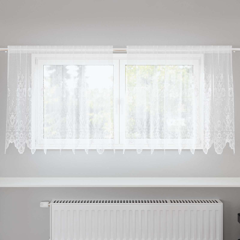ギャラリービューアに画像をロードする, Vidaxl kantgordijn met gordijnen bloemen wit 80 x 200 cm polyester