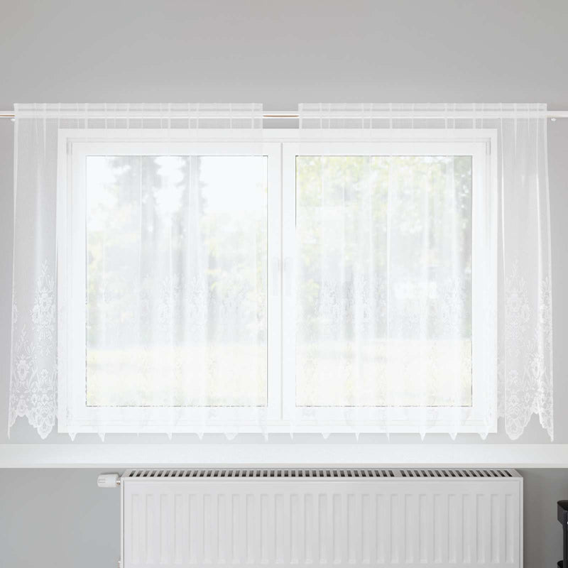 Afbeelding laden in galerijviewer, Vidaxl kantgordijn met gordijnen bloemen wit 140 x 200 cm polyester