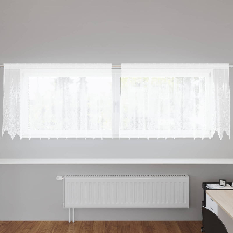 ギャラリービューアに画像をロードする, Vidaxl kantgordijn met gordijnen bloemen wit 120 x 300 cm polyester