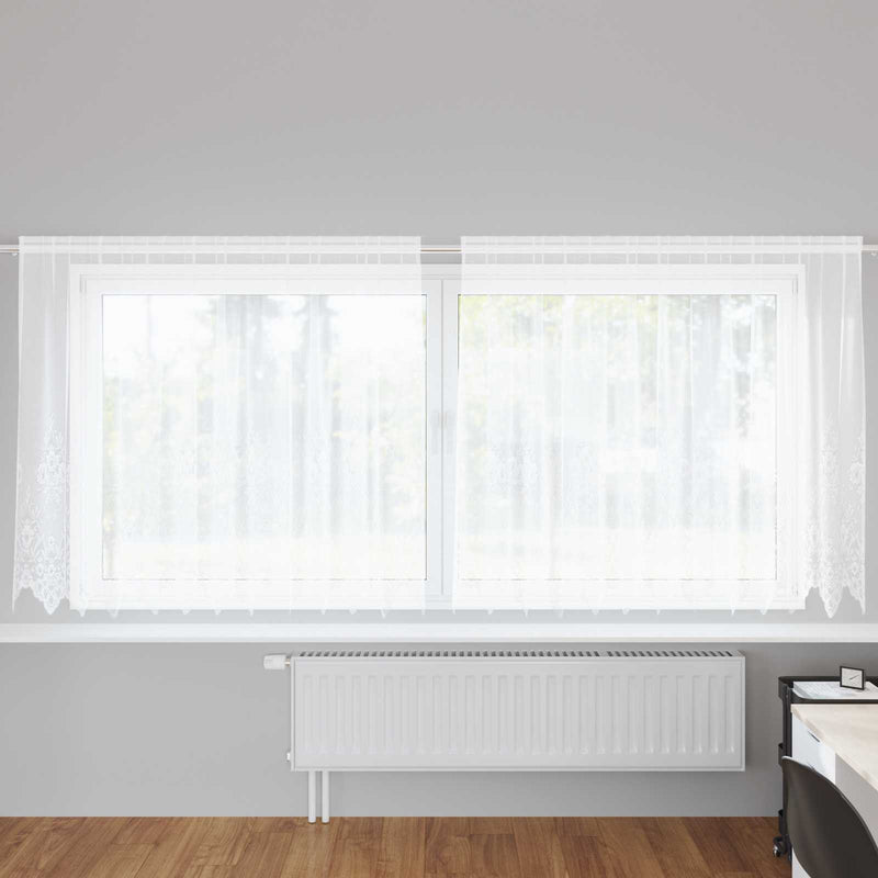 ギャラリービューアに画像をロードする, Vidaxl kantgordijn met gordijnen bloemen wit 180 x 300 cm polyester