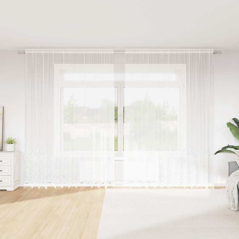 ギャラリービューアに画像をロードする, Vidaxl kantgordijn met gordijnen bloemen wit 260 x 300 cm polyester