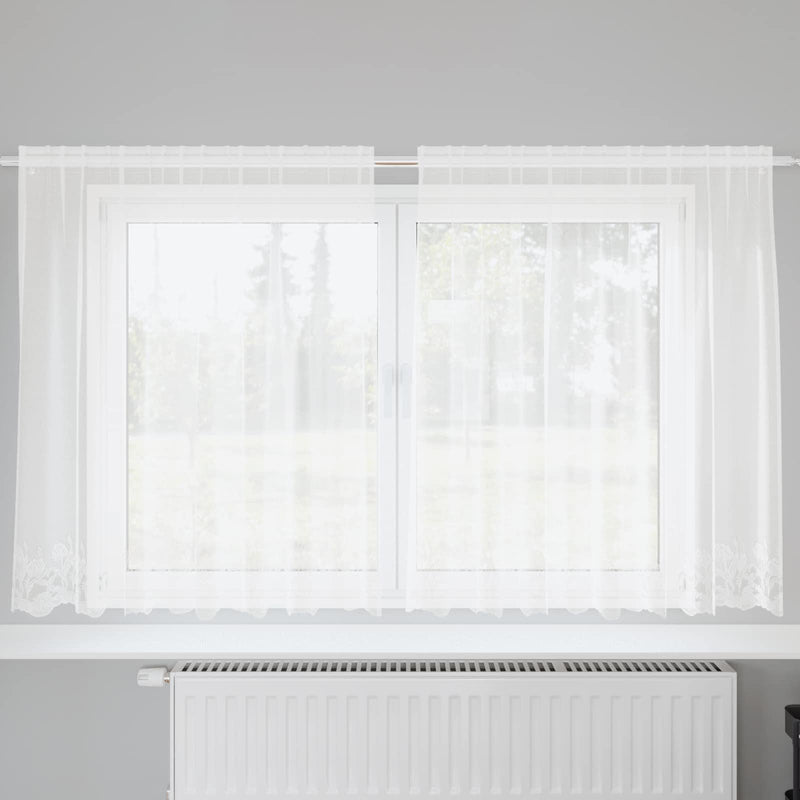 ギャラリービューアに画像をロードする, Vidaxl kantgordijn met gordijnen bloemen wit 140 x 200 cm polyester