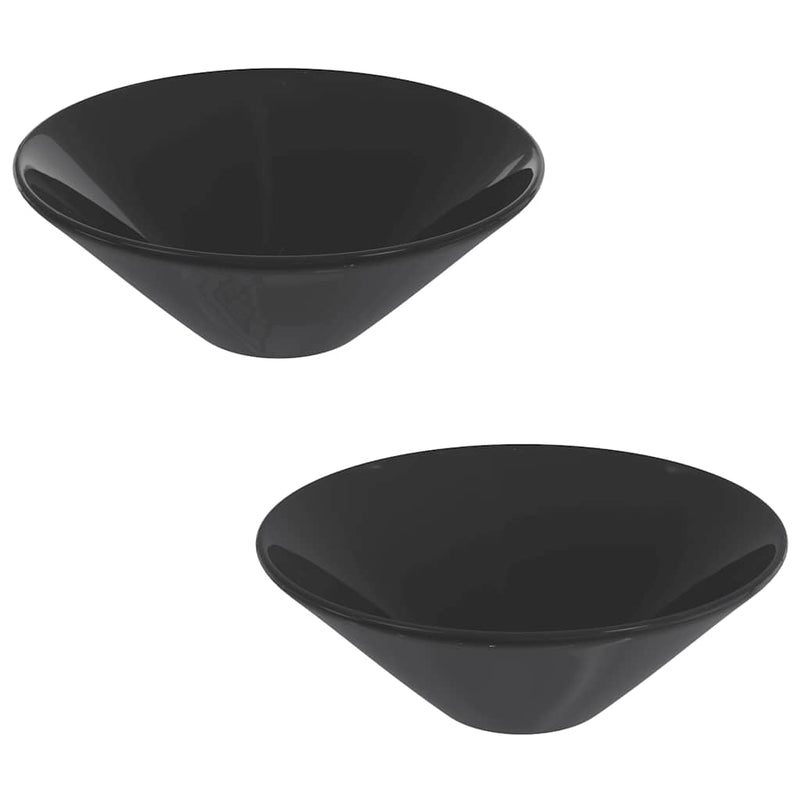 ギャラリービューアに画像をロードする, Vidaxl wastafels 2 st ø42x14 cm keramiek glanzend zwart