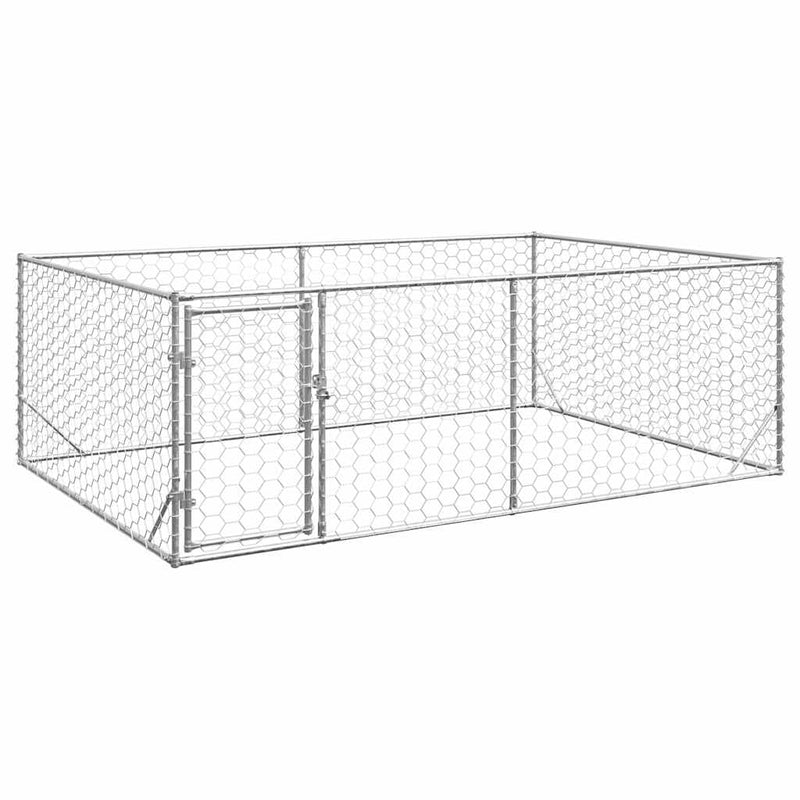 Afbeelding laden in galerijviewer, Vidaxl hondenhok voor buiten met deur 3x2x1 m gegalvaniseerd staal
