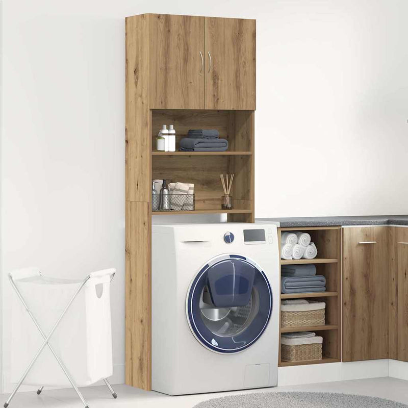 ギャラリービューアに画像をロードする, Vidaxl wasmachinekast 64x24x190 cm bewerkt hout artisanaal eikenkleur