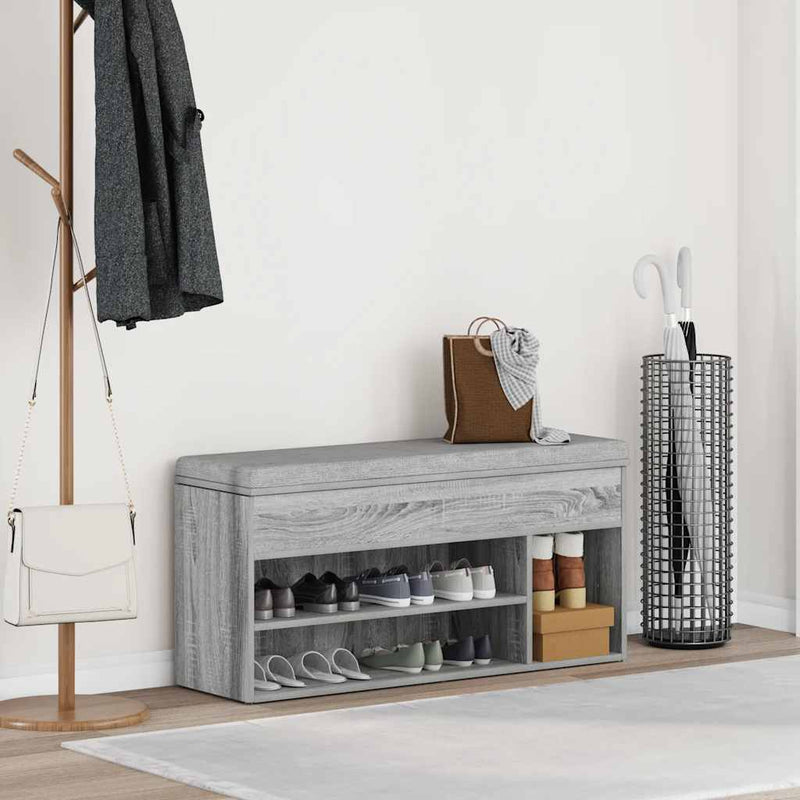 ギャラリービューアに画像をロードする, Vidaxl schoenenbank 102x30,5x45cm bewerkt hout grijs sonoma eikenkleur
