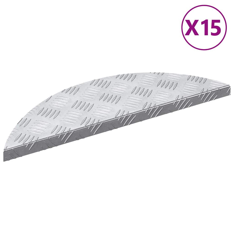 Chargez l'image dans la visionneuse de la galerie, Vidaxl trap tread halvemaanvormig 15 pcs zilver 60 x 18 cm aluminium
