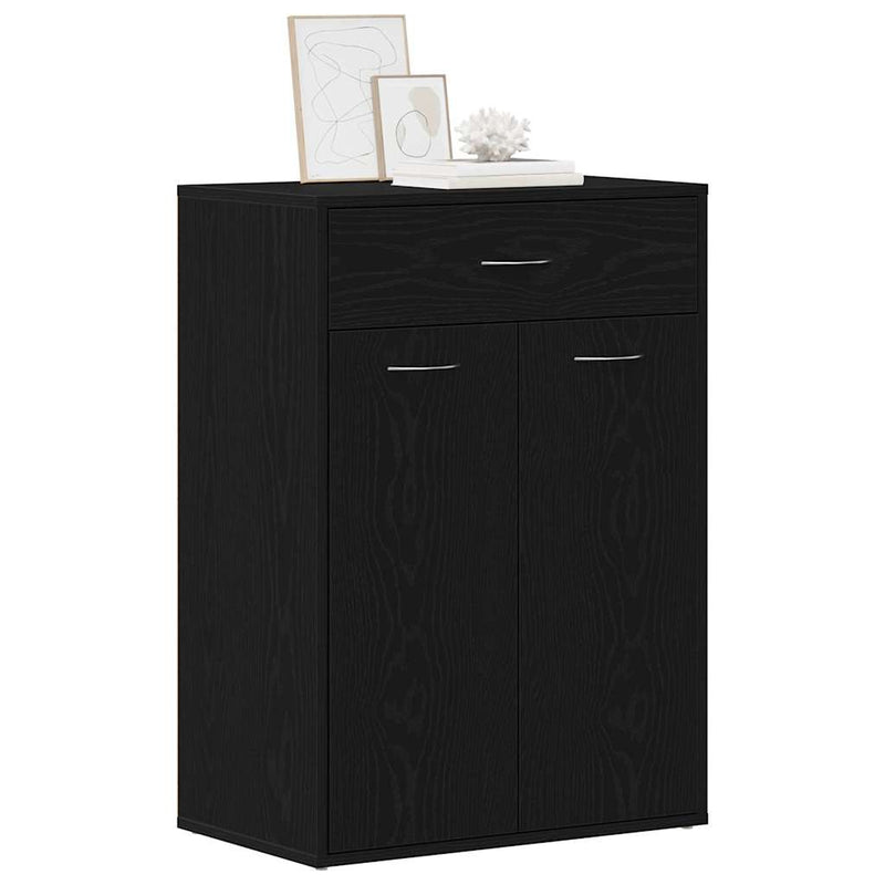 ギャラリービューアに画像をロードする, Vidaxl schoenenrek met lade zwart eiken 60 x 35 x 84 cm bewerkt hout