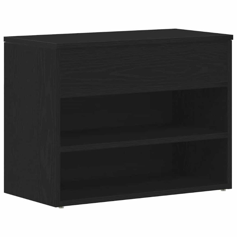 ギャラリービューアに画像をロードする, Vidaxl schoenenbank met plank zwart eiken 60 x 30 x 45 cm bewerkt hout