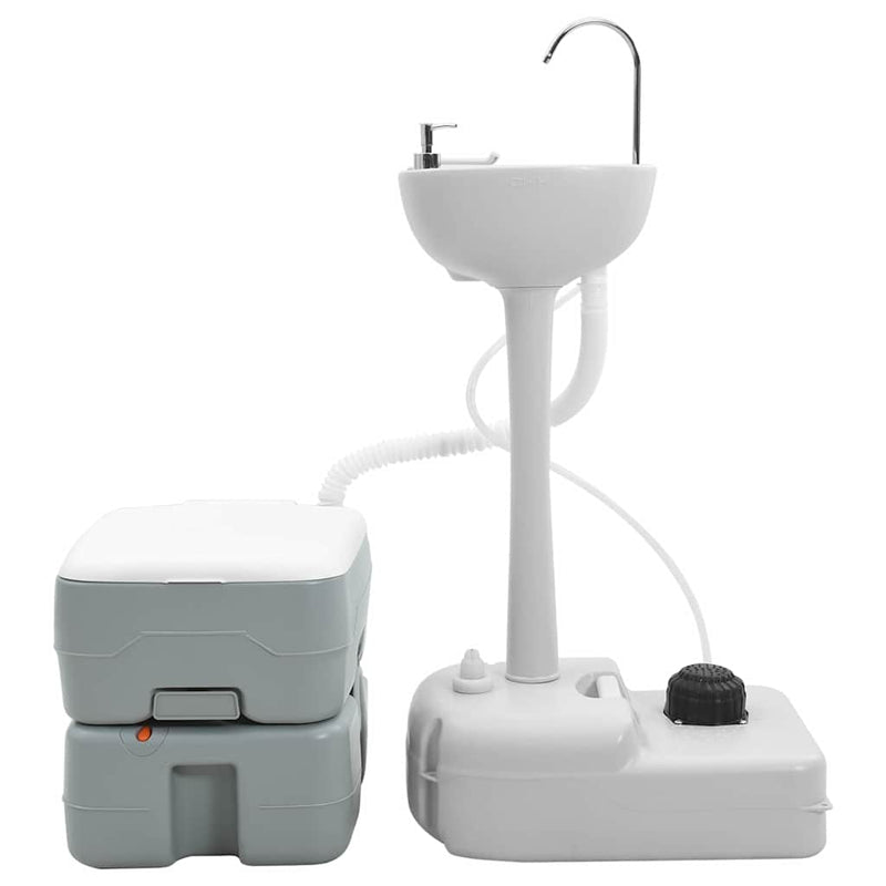 Chargez l'image dans la visionneuse de la galerie, Vidaxl camping toilet set 2 pcs grijs 50,5 x 33 x 103 cm
