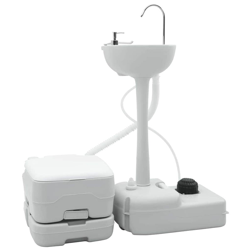 Afbeelding laden in galerijviewer, Vidaxl camping toilet set 2 pcs grijs en wit