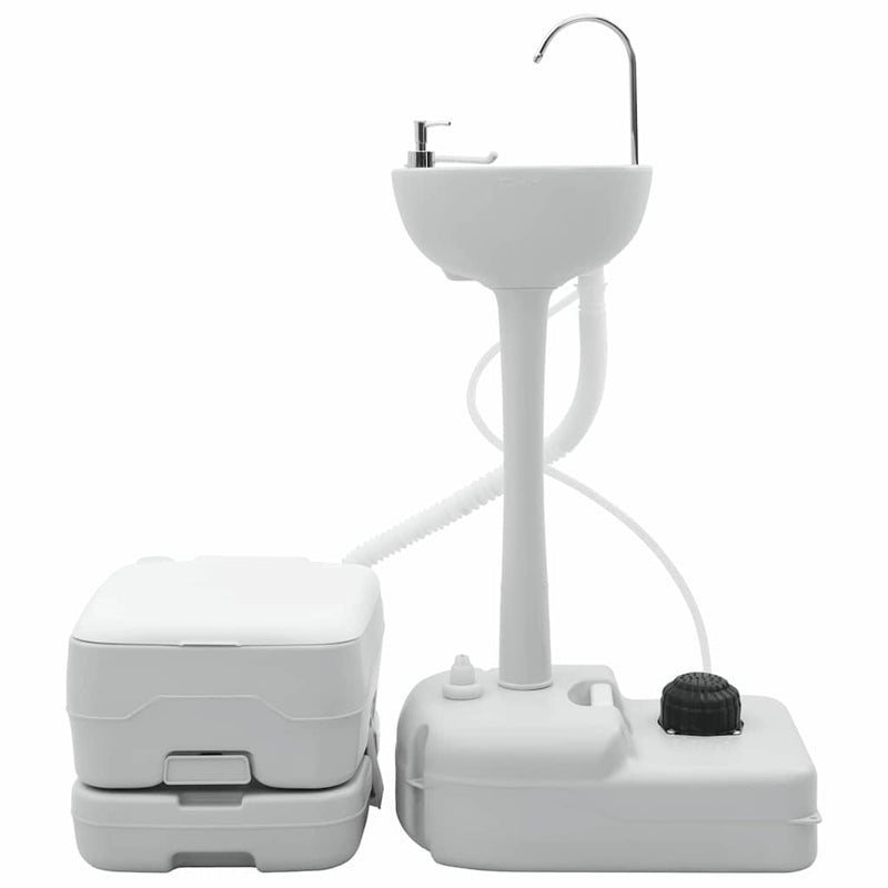 Afbeelding laden in galerijviewer, Vidaxl camping toilet set 2 pcs grijs en wit