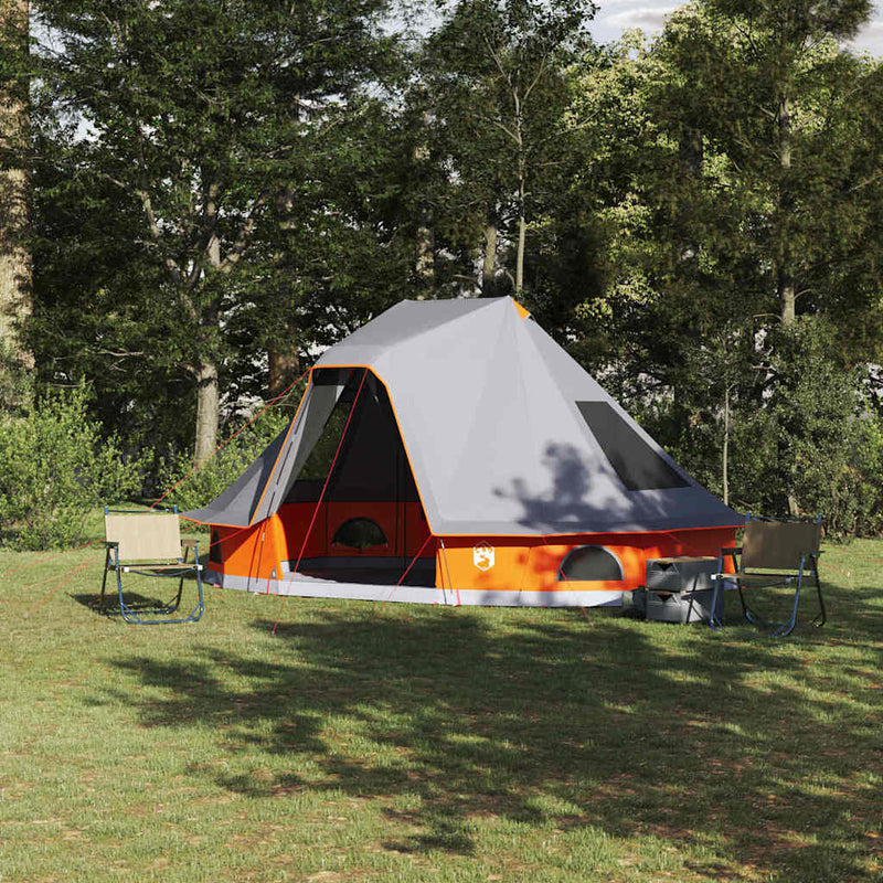 Chargez l'image dans la visionneuse de la galerie, Vidaxl familie tipi tent tipi grijs en oranje 466 x 310 x 240 cm