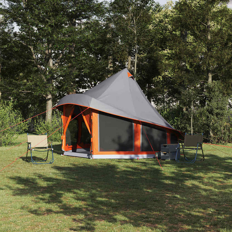 ギャラリービューアに画像をロードする, Vidaxl familie tipi tent tipi grijs en oranje 404 x 370 x 270 cm
