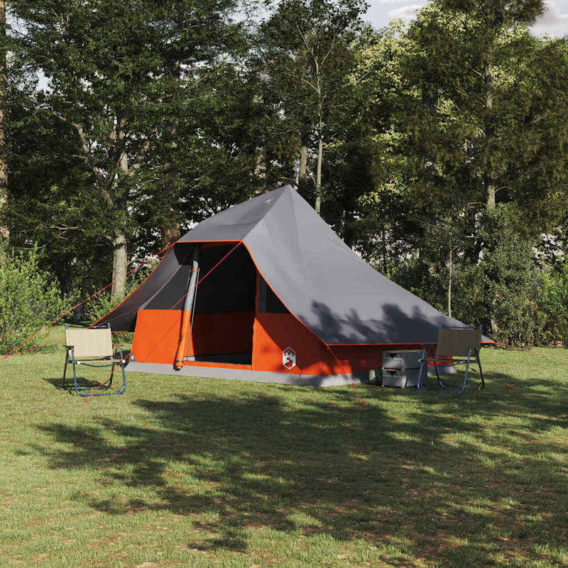 Chargez l'image dans la visionneuse de la galerie, Vidaxl tipi tent met dak grijs en oranje 364 x 281 x 257 cm taft