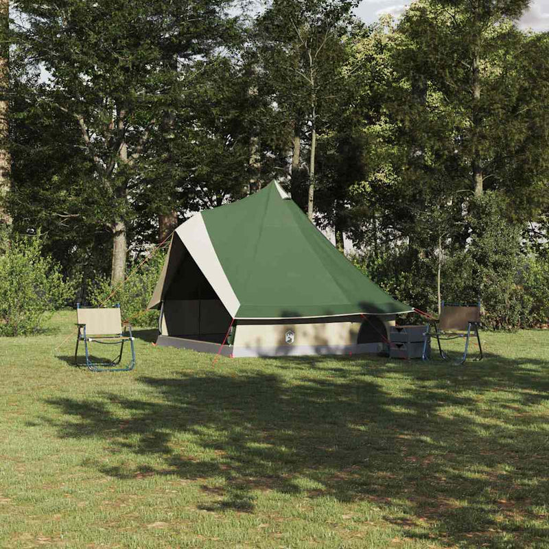 ギャラリービューアに画像をロードする, Vidaxl familie tipi tent tipi groen en beige 400 x 346 x 250 cm