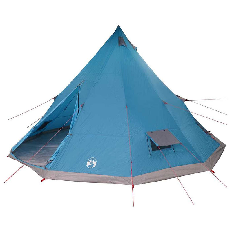 Afbeelding laden in galerijviewer, Vidaxl familie tipi tent tipi blauw en grijs 560 x 560 x 300 cm