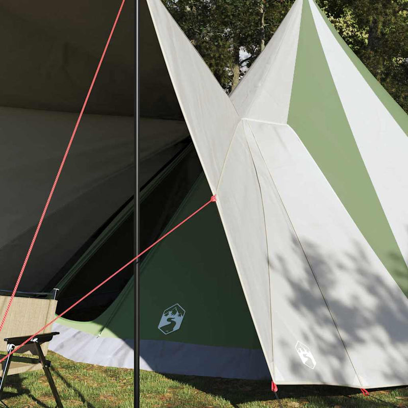 Afbeelding laden in galerijviewer, Vidaxl familie tipi tent tipi groen en beige 510 x 690 x 330 cm