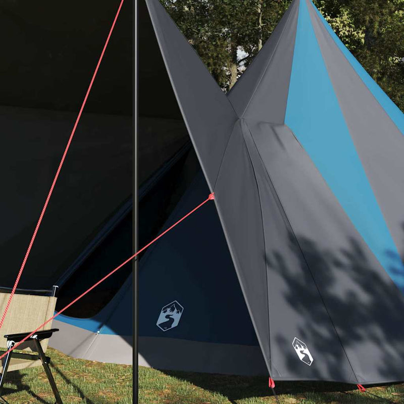 Afbeelding laden in galerijviewer, Vidaxl familie tipi tent tipi blauw en grijs 510 x 690 x 330 cm