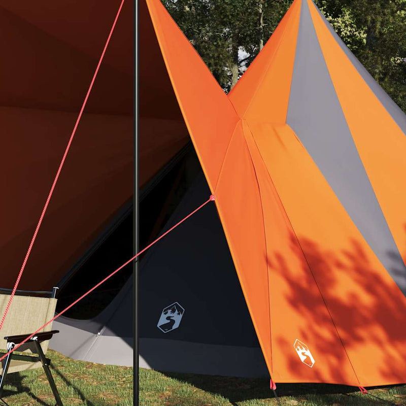 Afbeelding laden in galerijviewer, Vidaxl familie tipi tent tipi grijs en oranje 510 x 690 x 330 cm