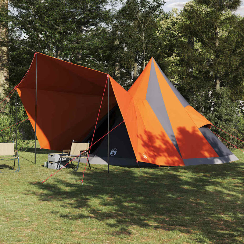 Afbeelding laden in galerijviewer, Vidaxl familie tipi tent tipi grijs en oranje 510 x 690 x 330 cm