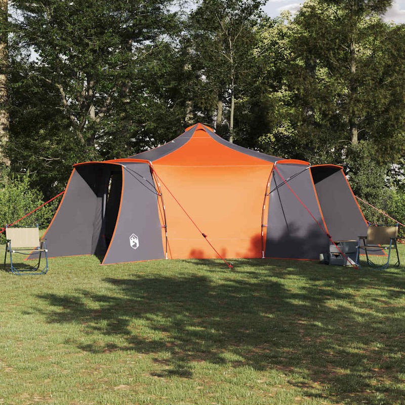 Afbeelding laden in galerijviewer, Vidaxl tipi tent met dak grijs en oranje 492 x 492 x 275 cm stof