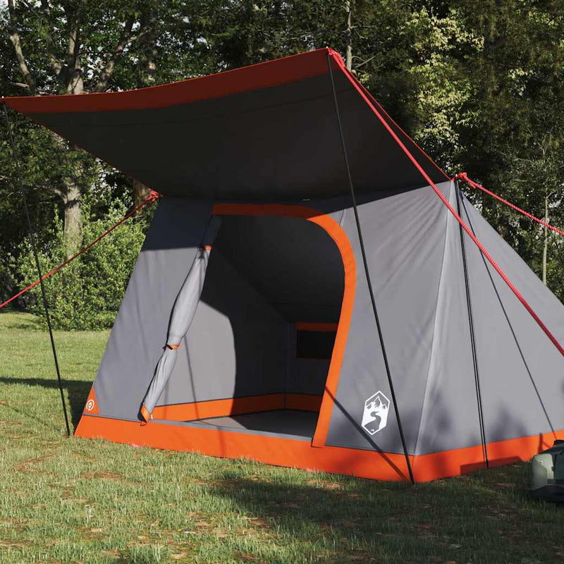 Afbeelding laden in galerijviewer, Vidaxl camping tent met dak grijs en oranje 282 x 225 x 154 cm taft