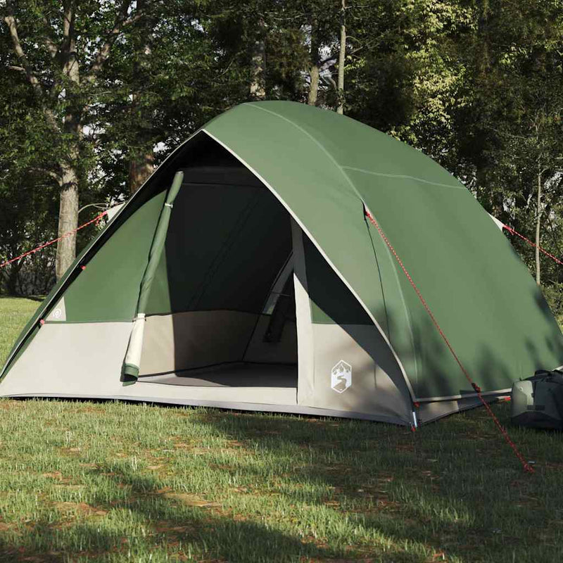 Afbeelding laden in galerijviewer, Vidaxl camping tent met dak met opslag groen 320 x 275 x 190 cm taft
