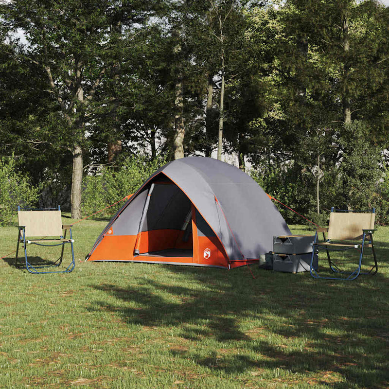 ギャラリービューアに画像をロードする, Vidaxl camping tent met dak grijs en oranje 320 x 275 x 190 cm taft
