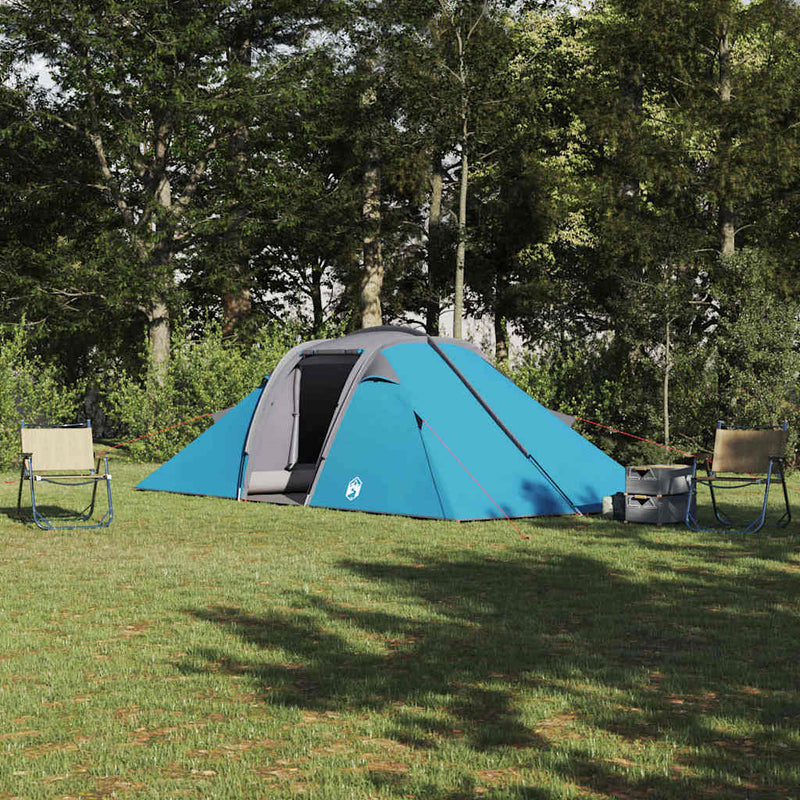 Afbeelding laden in galerijviewer, Vidaxl tunnel tent met dak met opslag blauw 510 x 240 x 156 cm taft