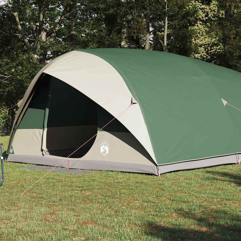 Afbeelding laden in galerijviewer, Vidaxl tunnel tent met dak met opslag groen 500 x 348 x 200 cm taft