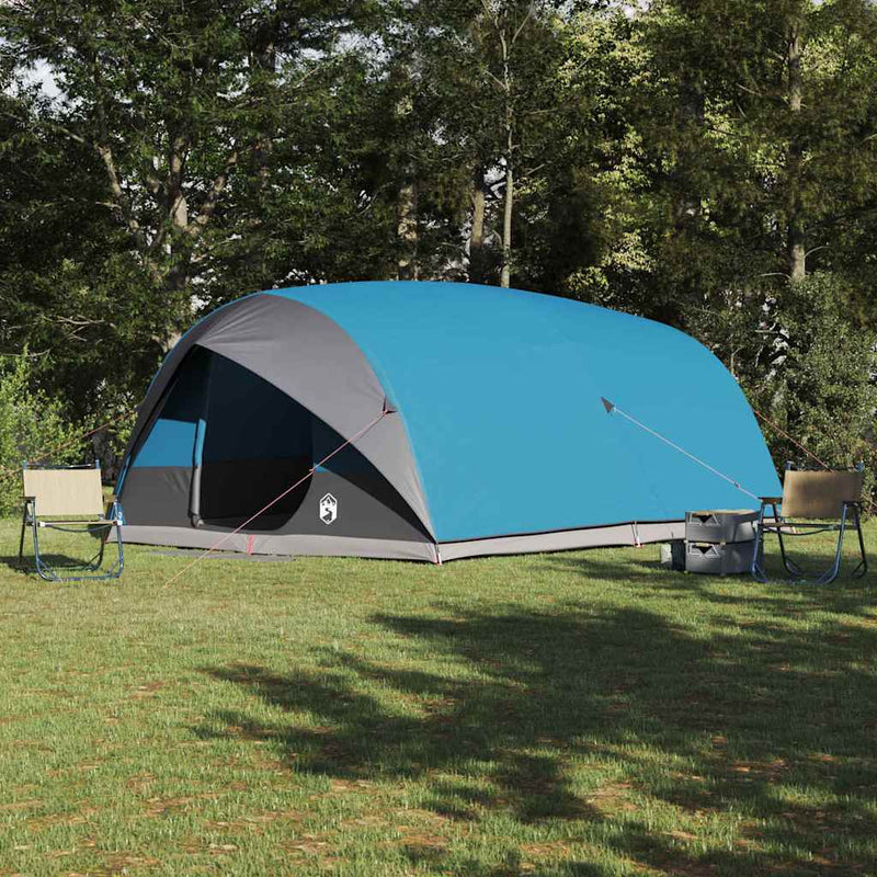 Afbeelding laden in galerijviewer, Vidaxl tunnel tent met dak met opslag blauw 500 x 348 x 200 cm taft