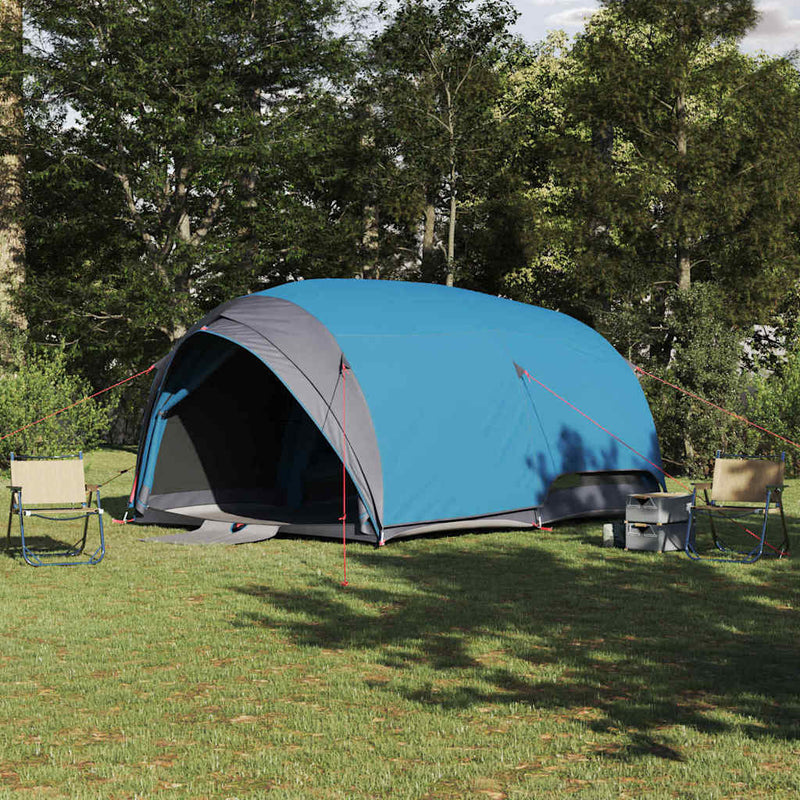 Afbeelding laden in galerijviewer, Vidaxl tunnel tent met dak met opslag blauw 410 x 285 x 198 cm taft