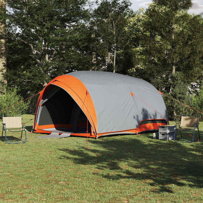 Afbeelding laden in galerijviewer, Vidaxl tunnel tent met dak grijs en oranje 410 x 285 x 198 cm taft