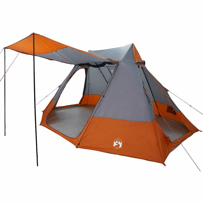 Afbeelding laden in galerijviewer, Vidaxl camping tent met dak grijs en oranje 482 x 360 x 227 cm taft