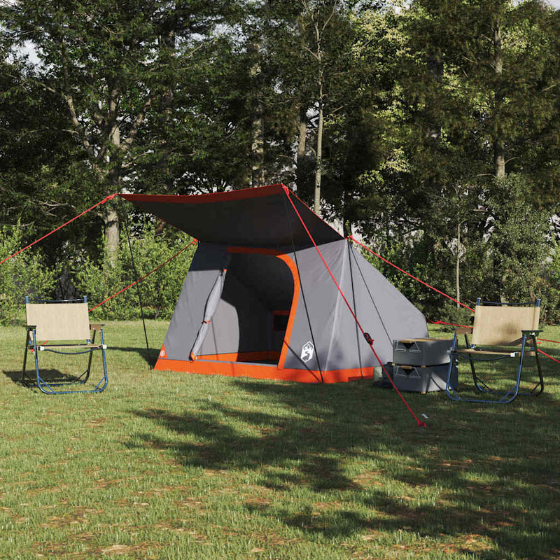 Afbeelding laden in galerijviewer, Vidaxl camping tent met dak grijs en oranje 223 x 163 x 130 cm taft