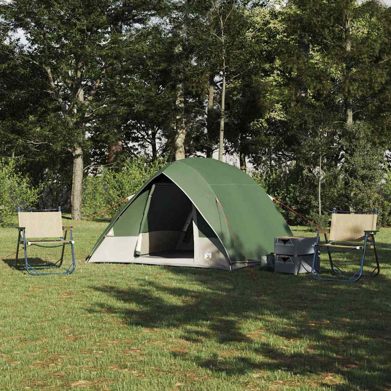 Afbeelding laden in galerijviewer, Vidaxl camping tent met dak met opslag groen 275 x 230 x 140 cm taft