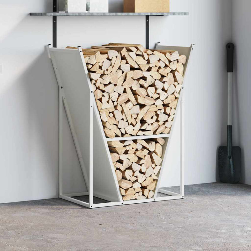 Afbeelding laden in galerijviewer, Vidaxl brandhoutrek 69,5x35x81 cm koudgewalst staal wit