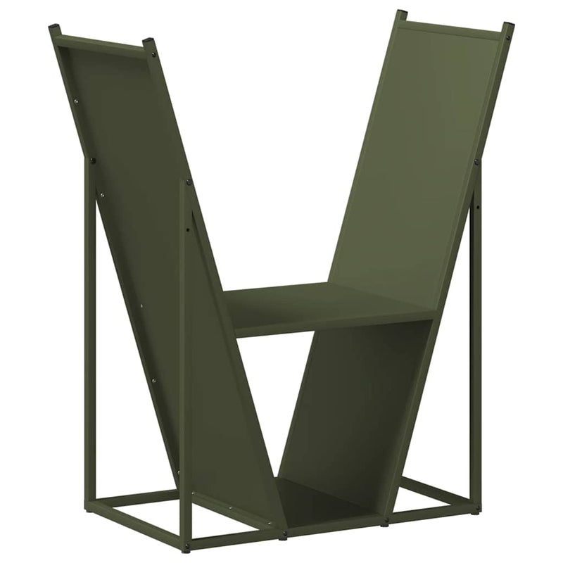 Afbeelding laden in galerijviewer, Vidaxl brandhoutrek 69,5x35x81 cm koudgewalst staal olijfgroen