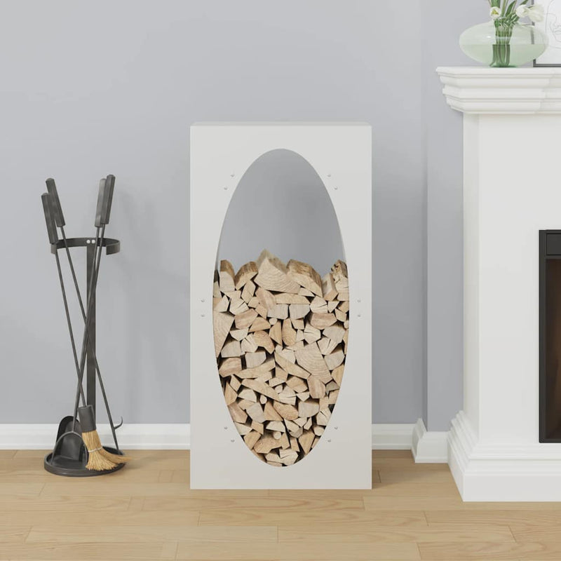 Afbeelding laden in galerijviewer, Vidaxl brandhoutrek 50x23x100 cm koudgewalst staal wit