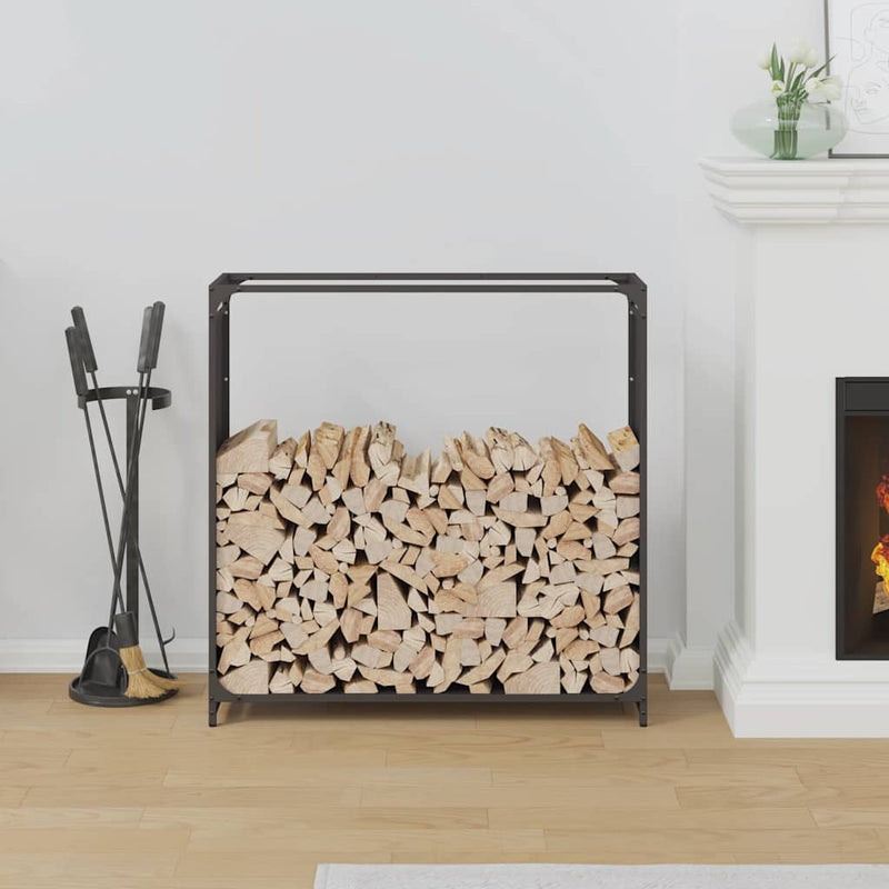 Afbeelding laden in galerijviewer, Vidaxl brandhoutrek 90x28x90 cm koudgewalst staal zwart