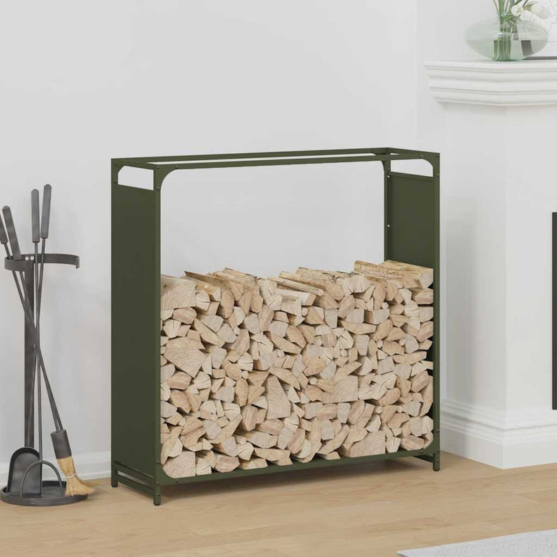 Afbeelding laden in galerijviewer, Vidaxl brandhoutrek 90x28x90 cm koudgewalst staal olijfgroen