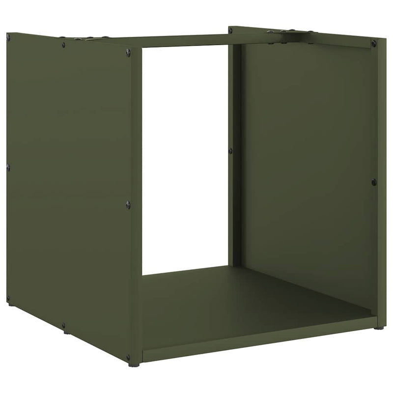 Afbeelding laden in galerijviewer, Vidaxl brandhoutrek 40x40x40 cm koudgewalst staal olijfgroen