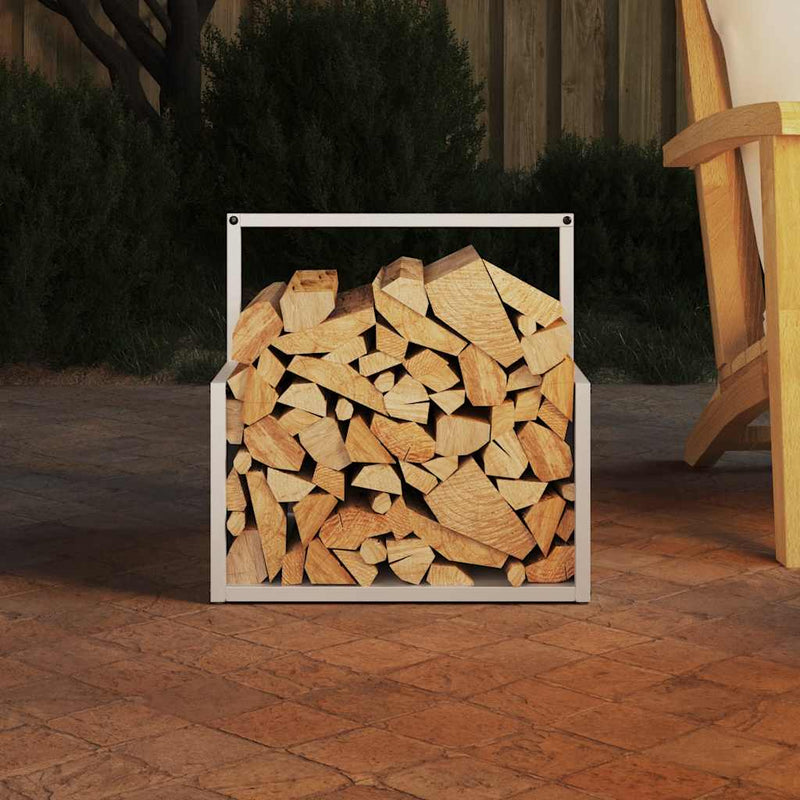 Afbeelding laden in galerijviewer, Vidaxl brandhoutrek 40x40x40 cm koudgewalst staal wit