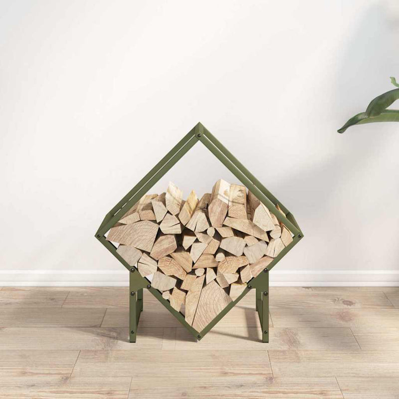 Afbeelding laden in galerijviewer, Vidaxl brandhoutrek 50x25x50 cm koudgewalst staal olijfgroen