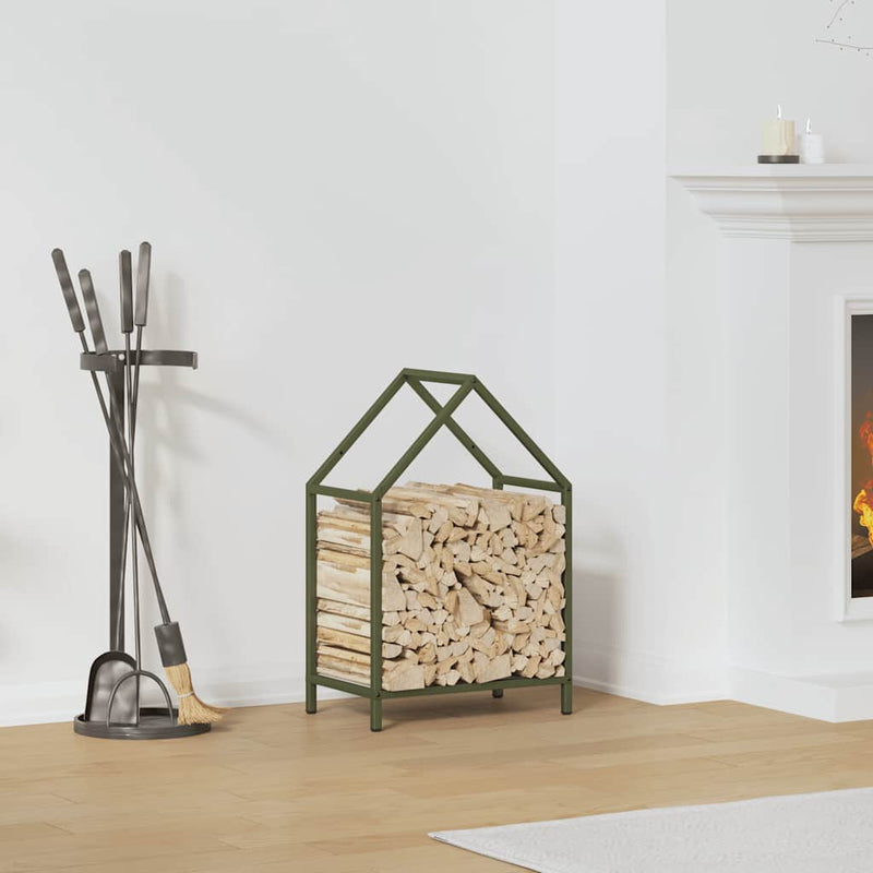 Afbeelding laden in galerijviewer, Vidaxl brandhoutrek 40x25x60 cm koudgewalst staal olijfgroen