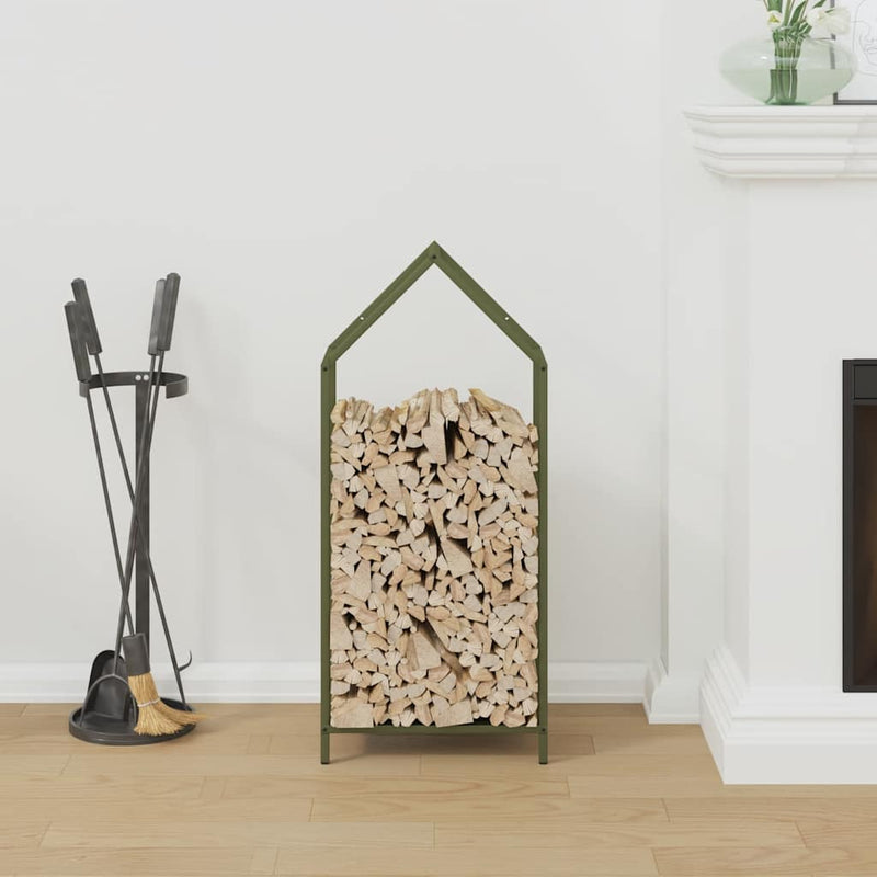 Afbeelding laden in galerijviewer, Vidaxl brandhoutrek 40x25x90 cm koudgewalst staal olijfgroen